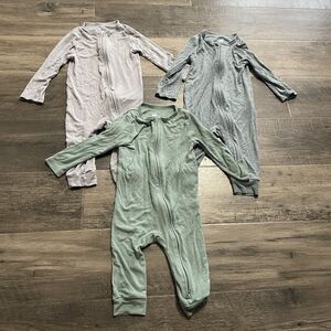 3 Pack Cloud Island Pajamas Baby 12 Month SOFT Gray Green blue Pattern Full Zip